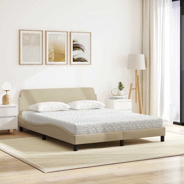Krevet s madracem Dover krem 160x200 cm od tkanine - Krema / 160 x 200 cm