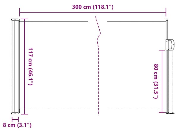 Bočna tenda na uvlačenje krem 117 x 300 cm - Krema / 117 x 300 cm