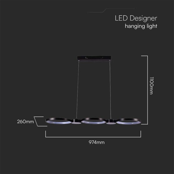 38W LED dizajnerska viseća svjetiljka crna 4000K