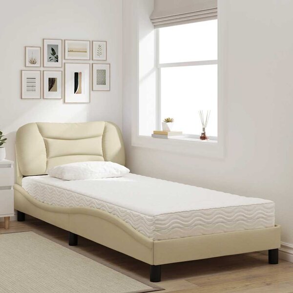 Krevet s madracem Hvar krem 80 x 200 cm od tkanine - Krema / 80 x 200 cm