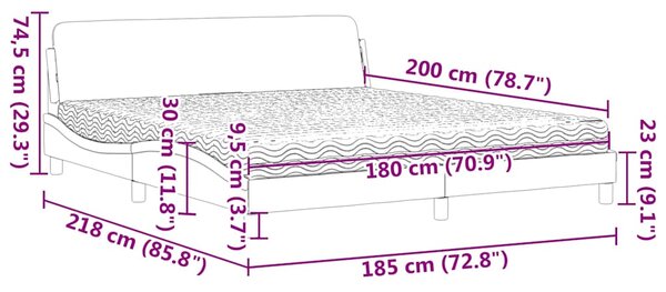 Krevet s madracem Dover plavi 180x200 cm baršunasti - Plava / 180 x 200 cm
