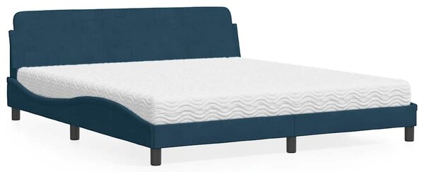 Krevet s madracem Dover plavi 180x200 cm baršunasti - Plava / 180 x 200 cm