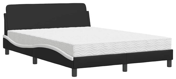 Krevet s madracem Dover crno-bijeli 120 x 200 cm od umjetne kože - Crna / 120 x 200 cm