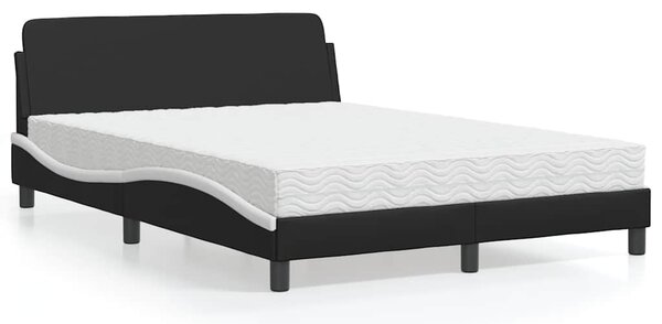 Krevet s madracem Dover crno-bijeli 120 x 200 cm od umjetne kože - Crna / 120 x 200 cm