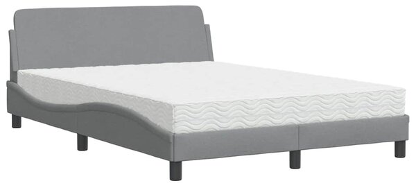 Krevet s madracem Dover svjetlosivi 120 x 200 cm od tkanine - Siva / 120 x 200 cm