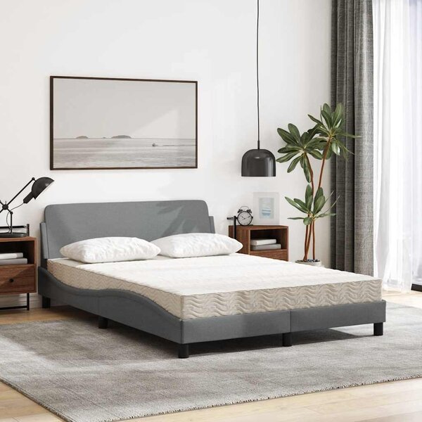 Krevet s madracem Dover svjetlosivi 120 x 200 cm od tkanine - Siva / 120 x 200 cm