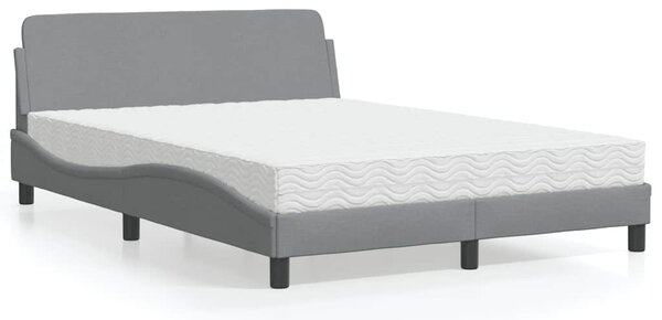 Krevet s madracem Dover svjetlosivi 120 x 200 cm od tkanine - Siva / 120 x 200 cm