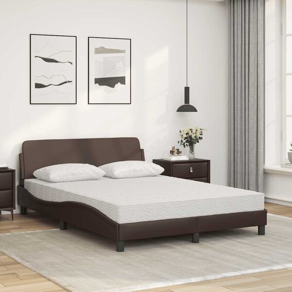 Krevet s madracem Dover smeđi 120 x 200 cm od umjetne kože - Smeđa / 120 x 200 cm