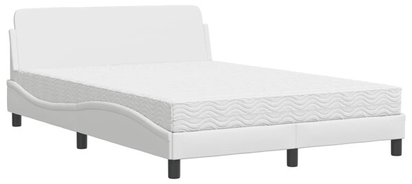 Krevet s madracem Dover bijeli 140x190 cm od umjetne kože - Bijela / 140 x 190 cm