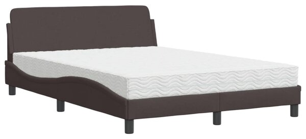 Krevet s madracem Dover tamnosmeđi 140 x 190 cm od tkanine - Smeđa / 140 x 190 cm