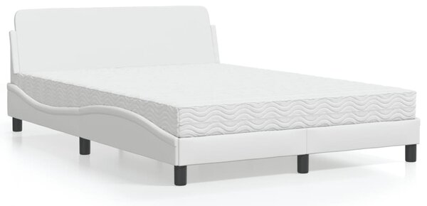 Krevet s madracem Dover bijeli 140x190 cm od umjetne kože - Bijela / 140 x 190 cm