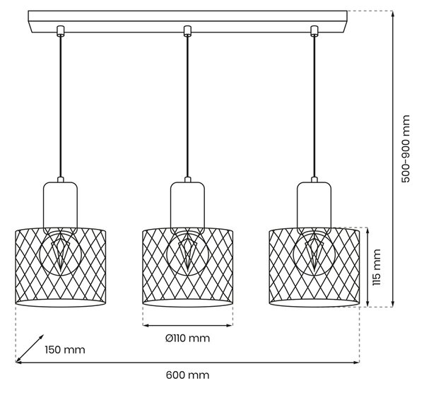 SOBRESA viseća lampa 3xE27