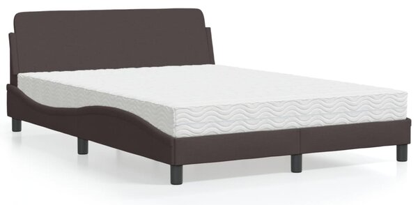 Krevet s madracem Dover tamnosmeđi 140 x 190 cm od tkanine - Smeđa / 140 x 190 cm