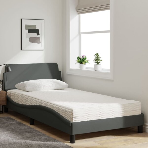 Krevet s madracem Dover tamnosivi 100 x 200 cm od tkanine - Siva / 100 x 200 cm