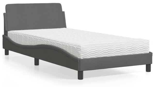Krevet s madracem Dover tamnosivi 100 x 200 cm od tkanine - Siva / 100 x 200 cm