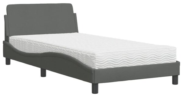 Krevet s madracem Dover tamnosivi 100 x 200 cm od tkanine - Siva / 100 x 200 cm