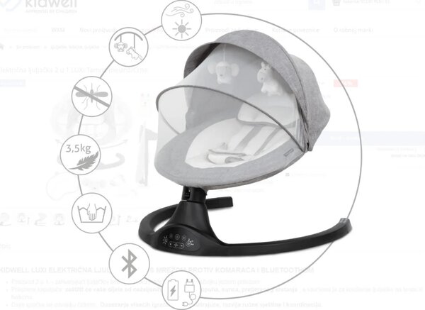 Kidwell LUXI električna ljuljačka 2U1 - tamno siva
