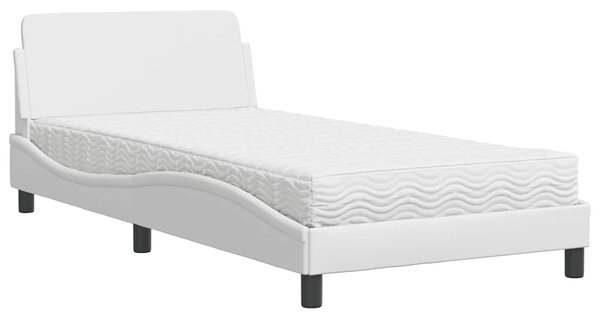 Krevet s madracem Dover bijeli 100 x 200 cm od umjetne kože - Bijela / 100 x 200 cm