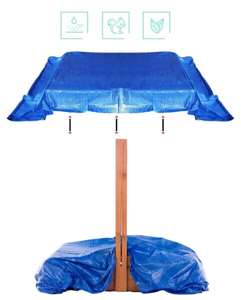 Impregnirani zatvoreni pješčanik s klupama i krovom - 120X120cm