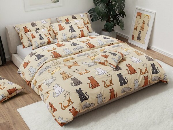 Flanel posteljina COLORED CATS krem Dimenzije posteljine: 2 kom 70 x 90 cm | 200 x 220 cm