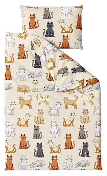 Flanel posteljina COLORED CATS krem Dimenzije posteljine: 2 kom 70 x 90 cm | 200 x 220 cm