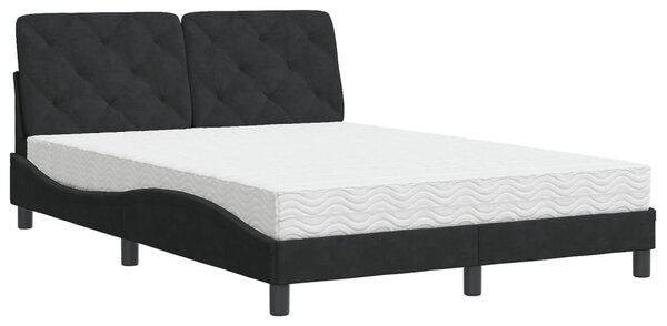 Krevet s madracem crni 120 x 200 cm baršunasti - Crna / 120 x 200 cm