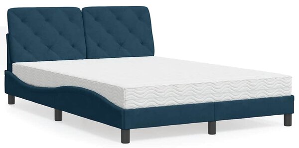 Krevet s madracem plavi 140x190 cm baršunasti - Plava / 140 x 190 cm