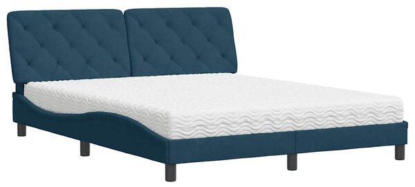 Krevet s madracem plavi 160x200 cm baršunasti - Plava / 160 x 200 cm