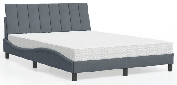 Krevet s madracem Hanko tamnosivi 140x200 cm baršunasti - Siva / 140 x 200 cm