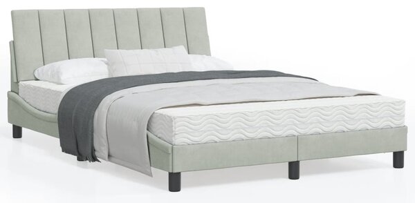 Krevet s madracem Hanko svjetlosivi 120 x 200 cm baršunasti - Siva / 120 x 200 cm