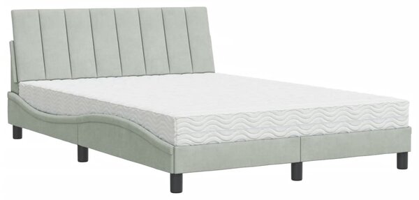 Krevet s madracem Hanko svjetlosivi 120 x 200 cm baršunasti - Siva / 120 x 200 cm