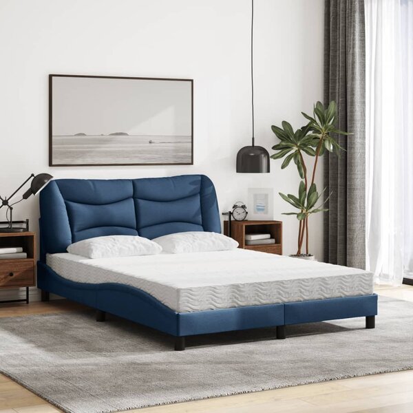 Krevet s madracem Hvar plavi 140 x 190 cm od tkanine - Plava / 140 x 190 cm