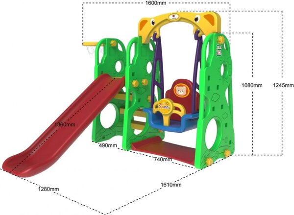 Ljuljačka s toboganom - 3u1 DinoGreen
