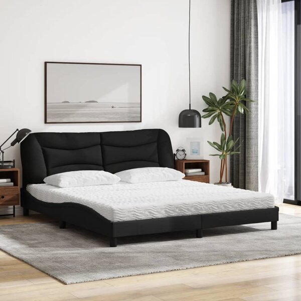 Krevet s madracem Hvar crni 180x200 cm od tkanine - Crna / 180 x 200 cm