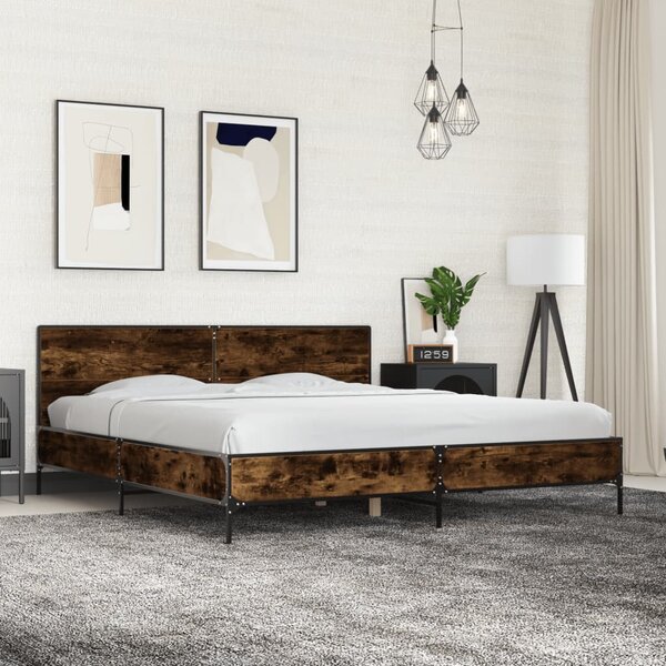 Okvir kreveta boja hrasta 180x20 cm konstruirano drvo i metal - Smeđa / 180 x 200 cm
