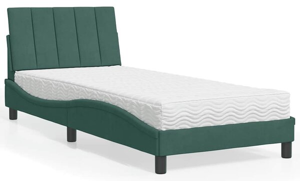Krevet s madracem Hanko tamnozeleni 80 x 200 cm baršunasti - Zelena / 80 x 200 cm