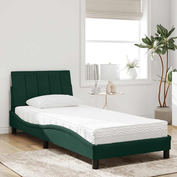 Krevet s madracem Hanko tamnozeleni 80 x 200 cm baršunasti - Zelena / 80 x 200 cm