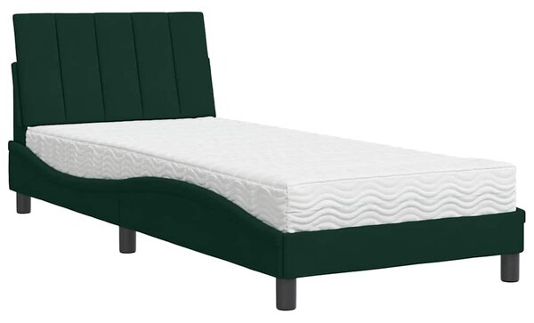 Krevet s madracem Hanko tamnozeleni 80 x 200 cm baršunasti - Zelena / 80 x 200 cm