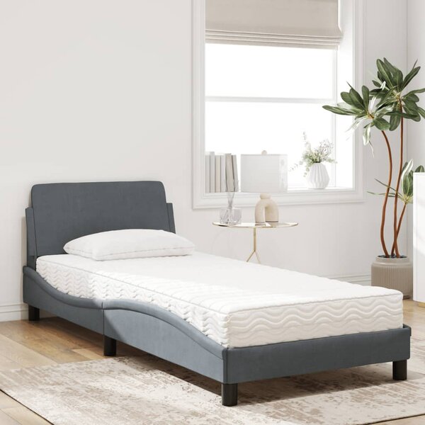 Krevet s madracem Dover tamnosivi 80 x 200 cm baršunasti - Siva / 80 x 200 cm