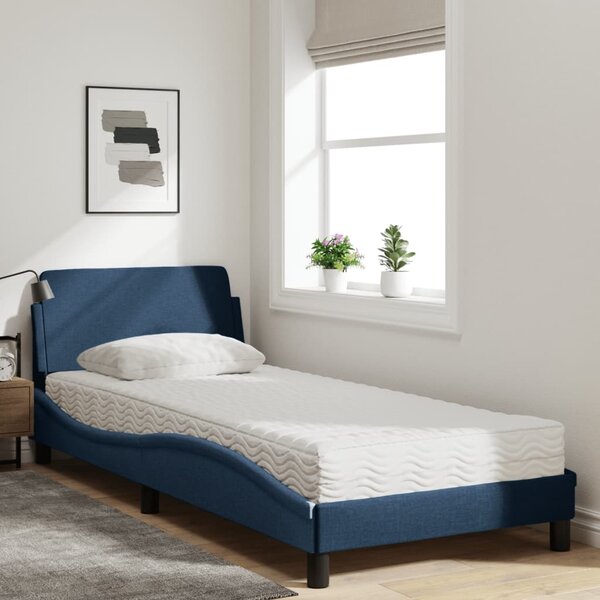 Krevet s madracem Dover plavi 80x200 cm od tkanine - Plava / 80 x 200 cm