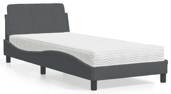 Krevet s madracem Dover tamnosivi 80 x 200 cm baršunasti - Siva / 80 x 200 cm
