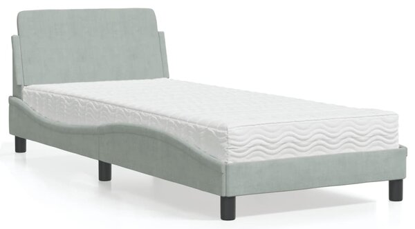 Krevet s madracem Dover svjetlosivi 80 x 200 cm baršunasti - Siva / 80 x 200 cm