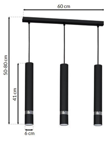 JOKER CRNI/KROM 3xGU10 viseća lampa