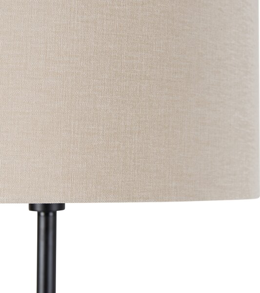 Podna lampa crna s sjenilom svijetlosmeđe boje 50 cm - Simplo
