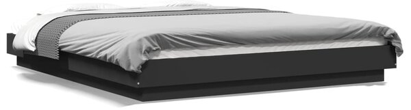 Okvir kreveta s LED svjetlima crni 150 x 200 cm drveni - Crna / 150 x 200 cm