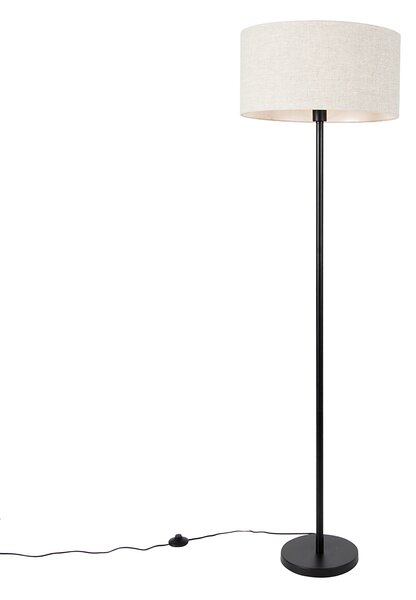 Podna svjetiljka crna s svjetlo sivom nijansom 50 cm - Simplo