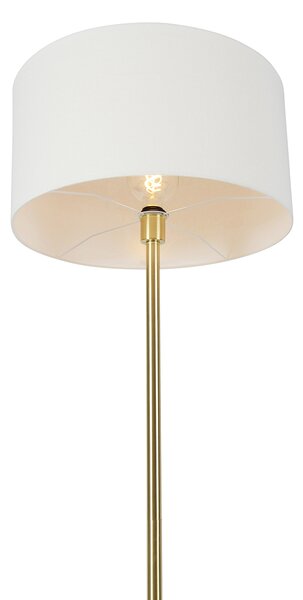 Podna lampa mesingana s bijelom sjenilom 50 cm - Simplo