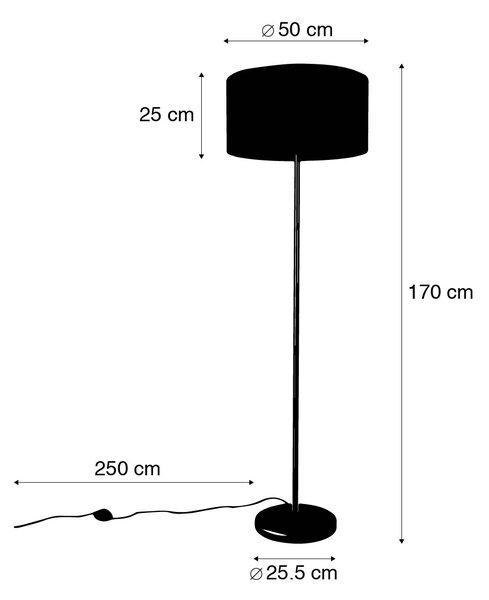 Podna lampa mesingana s bijelom sjenilom 50 cm - Simplo