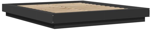 Okvir kreveta s LED svjetlima crni 150 x 200 cm drveni - Crna / 150 x 200 cm