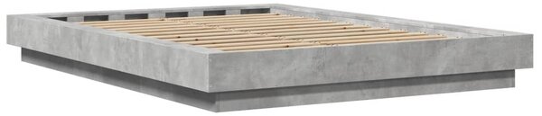 Okvir kreveta s LED svjetlima boja betona 120 x 200 cm drveni - Siva / 120 x 200 cm